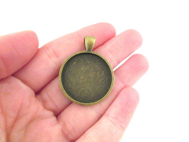25mm brass bezel pendant settings, pick your amount, B54 image 1