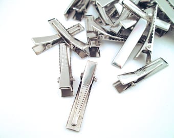35mm Silver Alligator Clips Hair Clips Barrettes (Small)