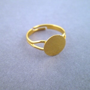 10mm adjustable ring blank bases, gold plated split band, pick your amount, A285