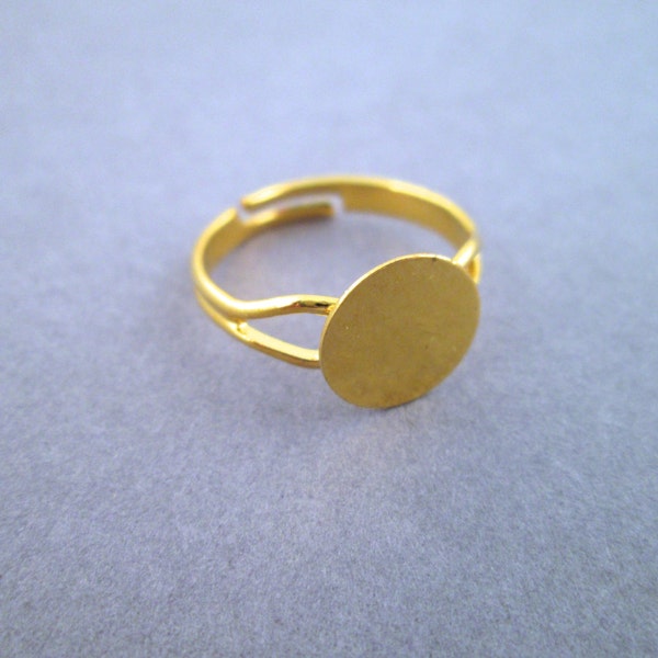 10mm adjustable ring bases, gold plated split band, pick your amount, A267