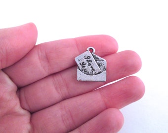 5, 10 or 20 Silver love letter charms, 18.5mm pendants, pick your amount, C110