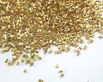 Gold Plated Brass Crimp Beads, 1.5x1.5mm with a 1mm hole A248