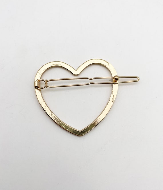 Two Large Gold Tone Heart Har Clip Blanks, Uv Resin Hollow