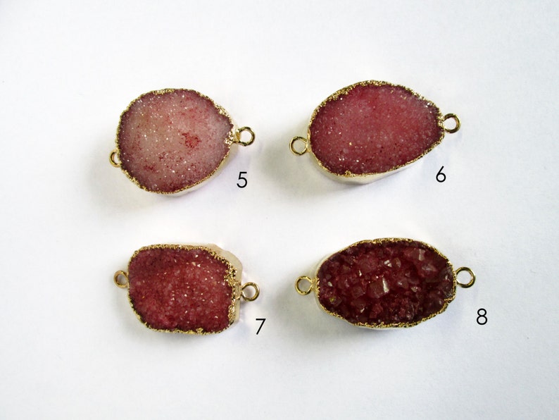 Gold Plated RDC Red Druzy Gemstone Connecter Pendant