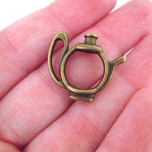10 Antique Brass Teapot Bead Frame Teapot Charm Connecter, Bronze Tea Pot Pendant Connector, L115