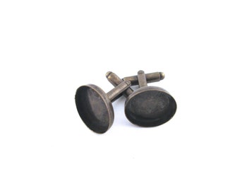 10 Gemelli Antichi Bronzo Con Cabochon Vuoti E Vetro – Fai Da Te, Diametro 14mm