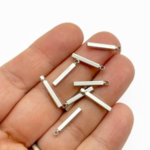 10 15 mm Srebrne zawieszki w kształcie pręta Długie zawieszki w kształcie pręta 15 x 2 mm A337