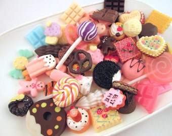 25pc Large size mixed  decoden sweets kawaii cabochons, (25-30mm)