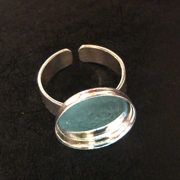 15mm round bezel tray open cuff back ring settings, silver plated ring blank base blank, pick your amount, A66