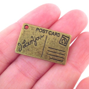 Messing Postkarte Buchstabe Charms 16 x 25 mm, wähle Menge, C102
