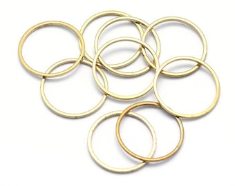 20 Raw Brass 18mm Circle Connector Charms, Bronze Round Linking Ring Connecter Pendants Circle Links, F2b