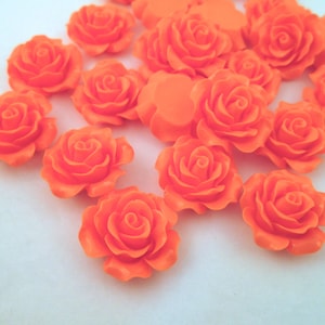 10 orange 20mm rose resin cabochons