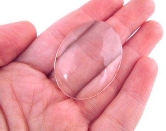 10 30x40mm glass cabochons, oval crystal clear magnifying cabs