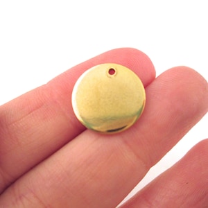 14mm Gold Plated Round Stainless Steel Stamping Tag Charms Pendants, Pick your amount, A359