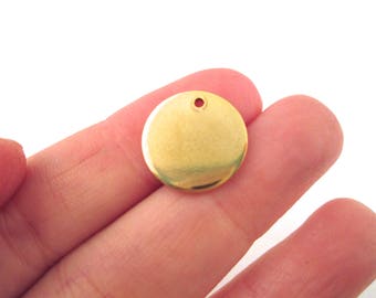 Ciondoli con targhetta in acciaio inossidabile tondo placcato oro da 14 mm, scegli la quantità, A359