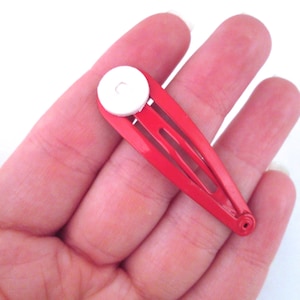 20 Diy Red Snap Hair Clips Barrettes with a 10mm glue on pad, C244