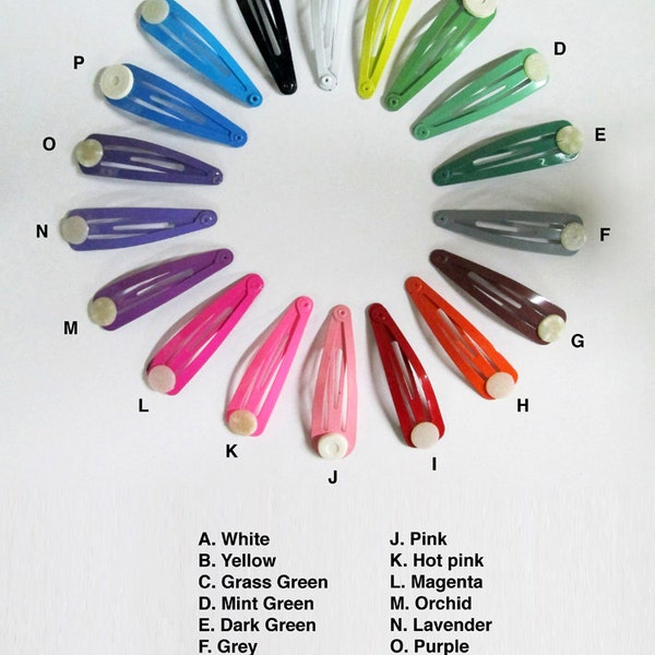 100 snap hair clips with a glue on pad (pick your color) C241