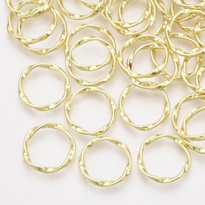 4 Conectores de Círculo Torcido de 16 mm Banhados a Ouro, Pingente de Conector de Anel de Ligação Redondo, L436