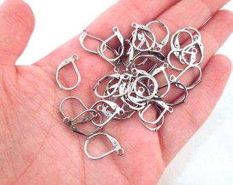 5 pair Stainless Steel 15mm Leverback Earring Hooks, Lever Back Ear-Rings, Ear Findings C94