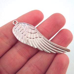 Bird or angel wing pendant charms silver plated, 50mm, pick your amount, D234