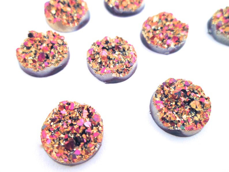 10 metalic pink and gold with black base 12mm round multicolor image 1