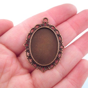 18x25mm red copper oval pendant settings, blank base tray setting charm, pick your amount, B231