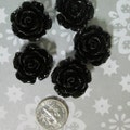10 black 20mm rose cabochons, beautiful flower resin cabs