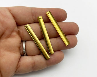 Five 50mm Gold Bar Pendants Long Bar Charms 50x5mm, H315