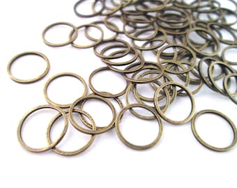 50 Brass Plated 12mm Circle Charm Connectors, Round Linking Ring Pendant Circle Links, F29