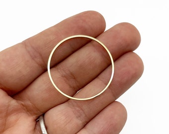 Ten 30mm Light Gold Plated Circle Linking Ring Connector Pendants, Gold Circle Connecter Charms, F127
