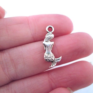 20 Silver Plated Mermaid Charms L161