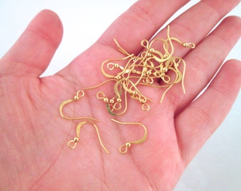 50 fancy fish hook ball earrings (25 pairs) GOLD PLATED C212