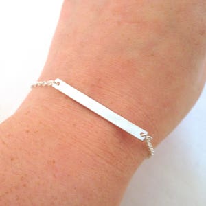 Two Silver Plated Rectangle Stamping Bracelet Bases, Silver Chain Bangle Rectangular ID Bracelet Blanks F376