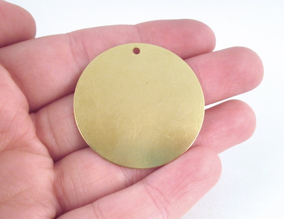 35mm Round Raw Brass Stamping Tag Charm Pendants, Pick your amount, A40