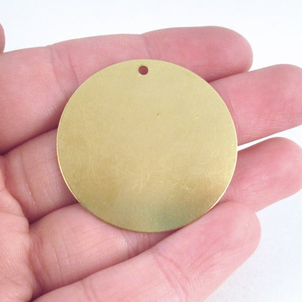 35mm Round Raw Brass Stamping Tag Charms, Pick your amount, A40