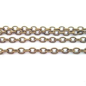 3 x 4 mm vermessingde kruiskabelketting, bronzen sieradenzoeker, b4