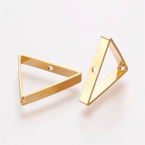 3 Gold Plated 16mm Triangle Connectors, Gold Triangle Pendant Connecter, Bead Frame Charms, F381