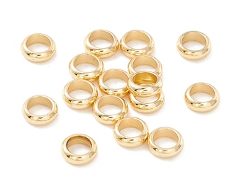 20 cuentas espaciadoras redondas de acero inoxidable chapadas en oro de 4 mm H322