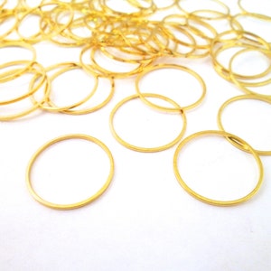 25 Gold Plated 20mm Circle Connectors, Round Linking Ring Pendant Charms, F84