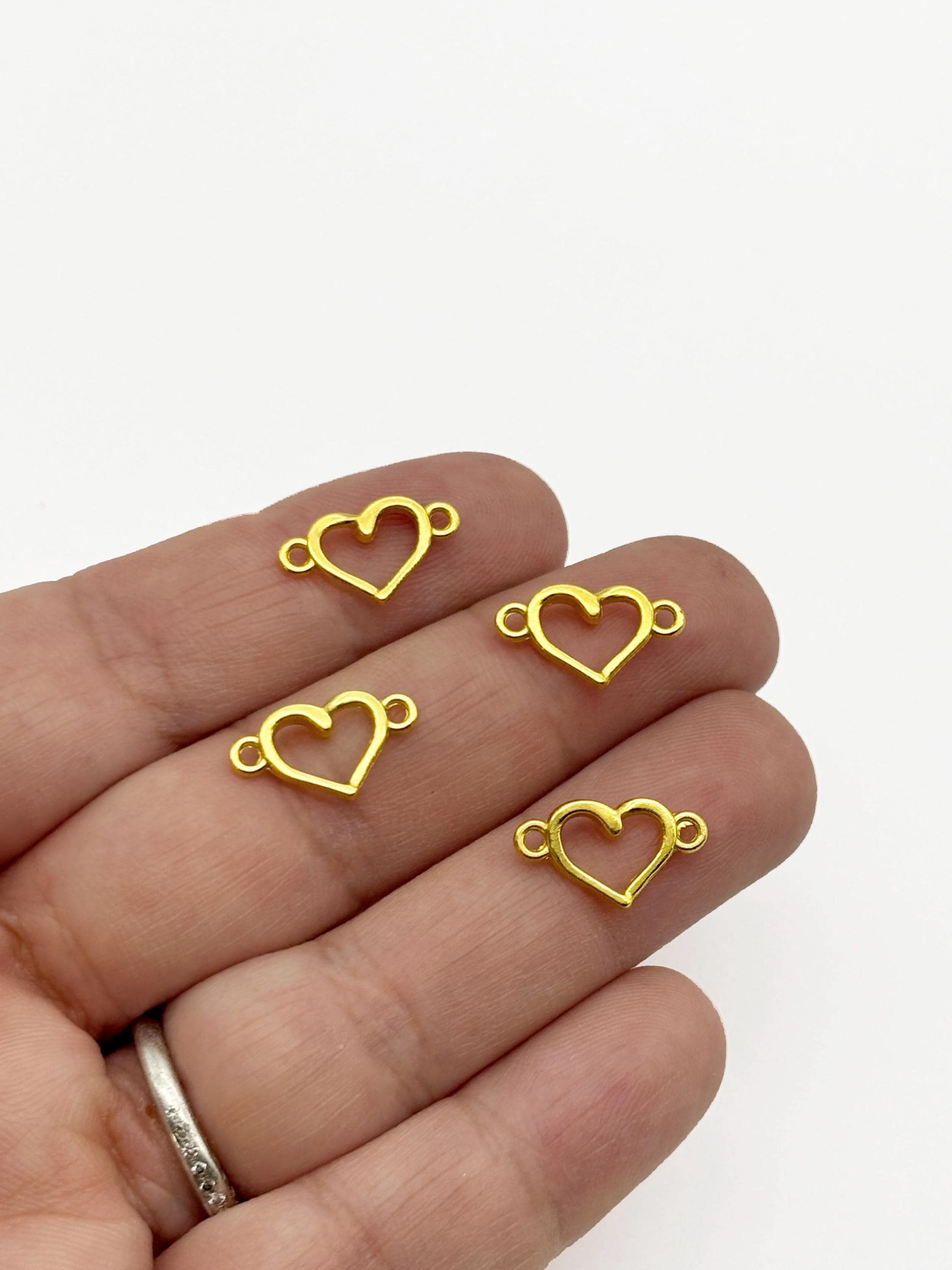 40 Gold Plated Open Heart Connecter Charms, 8x14.5mm, Double Sided
