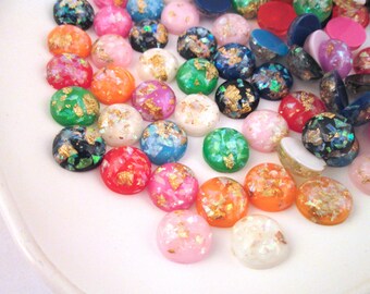 10 12mm Assorted Resin Foil Cabochons, mixed color cabs H157