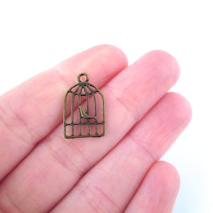 10, 20 or 50 antique brass 18mm birdcage charms, bronze pendants 12x18x2mm, pick your amount, D223