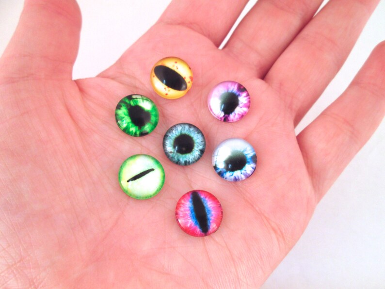 Multicolor Glass Eye Cabochons , 8-16mm, Pick your size image 2