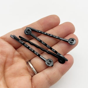 10 or 20 Pieces Black 8mm Pad Bobby Pins, (Choose your amount) lead and nickel free, C187