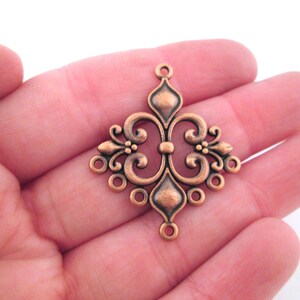 red copper fleur de lys connector charms, 24mm fleur di lis connecter pendants, pick your amount, B29