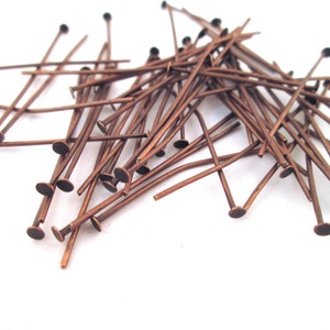 35mm antique red copper plated headpins head pins (pick your amount) C224