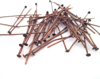 35mm copper plated headpins head pins (pick your amount) C224