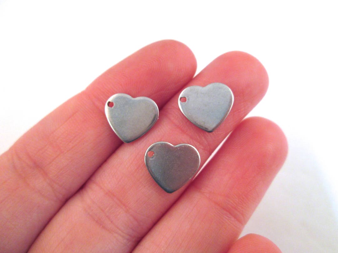 Stainless Steel Heart Stamping Tag Heart Charms Pick Your Etsy