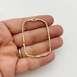 3 Double Sided Gold Plated Open Bezel Rectangle Charm Pendants, Great for UV Resin, B200