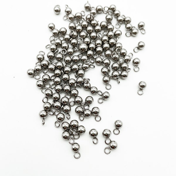 15 Stainless Steel Ball Charms, 4x7mm, A4